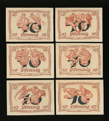 Saksa Notgeld 6 x 10 Pfennig, Arnstadt 1921