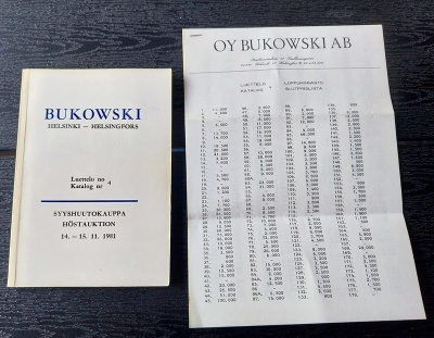 Bukowski huutokauppaluettelo 4 1981