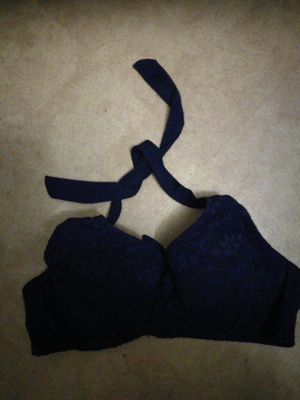 Virkattu ( teollinen) bikini yläosa sininen 80D