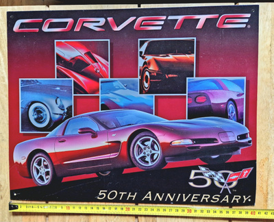 Corvette 50 vuotta peltitaulu hieno. Made in USA