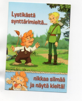Rölli ..."°LYSTIKÄSTÄ SYNTTÄRIMIELTÄ....°" -KORTTI / Karto