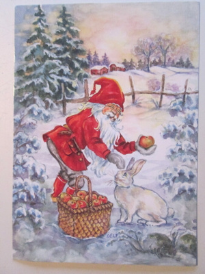 KULKEMATON INGRID ELF JOULUPUKKI JA JÄNIS JOULUKORTTI