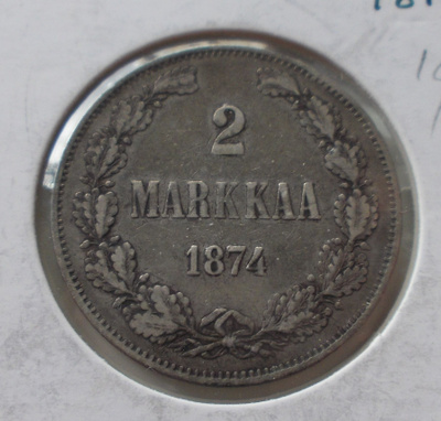 Aleksenteri II Hopeaa 2 Markkaa 1874