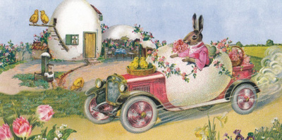 Carola Pabst: Punainen auto (panoraamakortti)