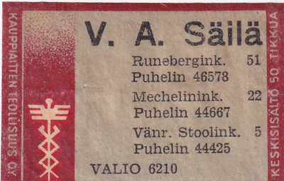 Helsinki, V. A. Säilä, Valio 6210  4/7
