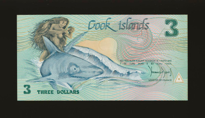 Cook Islands 3 Dollars 1987, P03a, UNC