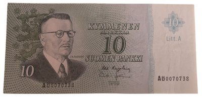 10 Markkaa 1963 Litt. A AÖ-sarjaa