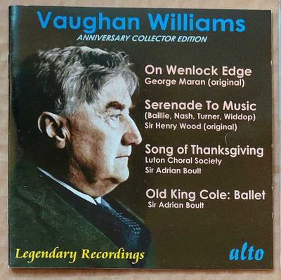 RALPH VAUGHAN WILLIAMS: Legendary Recordings – Alto CD 2007