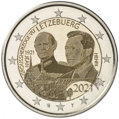 ** LUXEMBURG 2€ 2021 Jean 100 v. photo pillerissä **