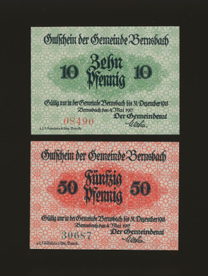 Saksa Notgeld 10, 50 Pfennig, Bernsbach 4.5.1917
