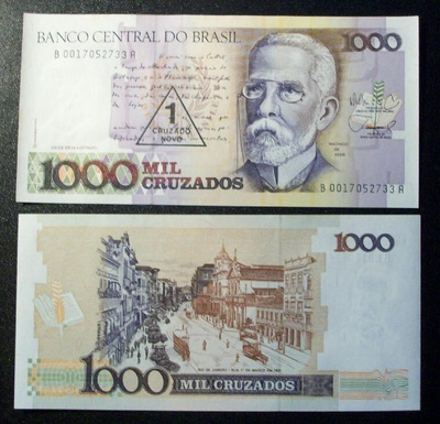 BRASIL 1000 CRUZEIROS 1989 P-216b UNC (K16-S53)