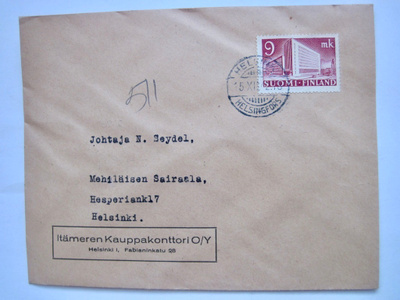 VANHA FDC Ensipäiväkuori 15.XII.1942 Yleismerkki 9 mk