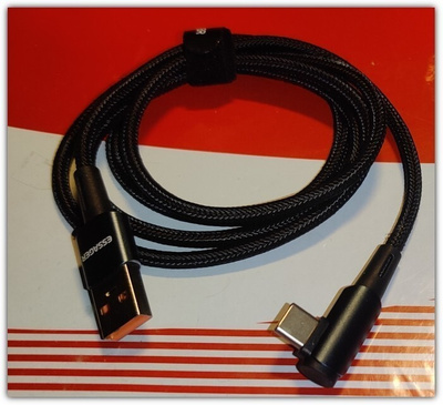 USB A - USB C -data/latauskaapeli/ kulmaliitin / 1m  #28826