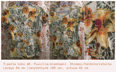 Kukkaprintti paljetti t-paita