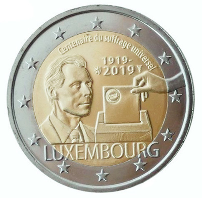 ** LUXEMBURG 2€ 2019 Äänioikeus 100 v. pillerissä **