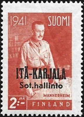 1941 I-K Mannerheim 2,00 mk ** Pyöristynyt R LaPe I-K 18 II
