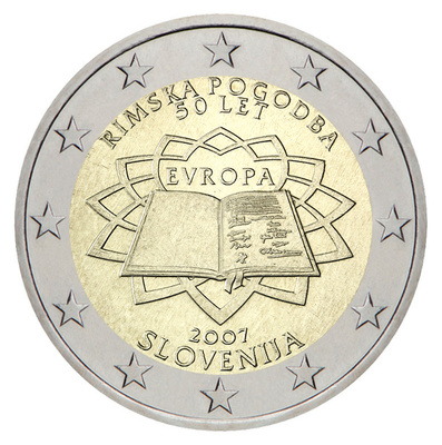 ** SLOVENIA 2€ 2007 Rooman sopimus pillerissä **