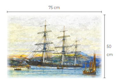 Uusi purjelaiva puutaulu koko noin 50 cm x 75 cm