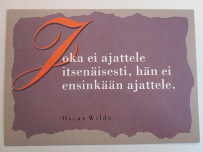 KULKEMATON OSCAR WILDE JUKKA KLEMETTI TYPGRAFIA 1993
