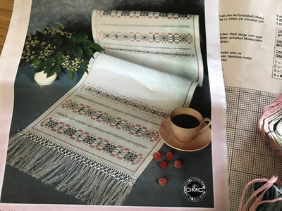 Ristipistomalli ja muliinilangat / ristipistotyö