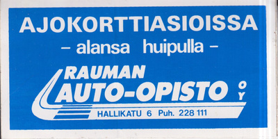 Rauman  Auto-Opisto Oy, tarra, e216