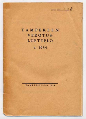 Tampereen veroluettelo v. 1934