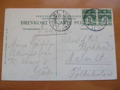1913 Tanska kortti ;Malmille