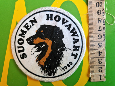 Suomen Hovawart 1980 vintage koira kangasmerkki