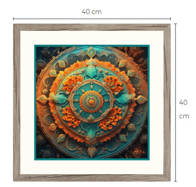 Uusi Mandala taulu koko 40 cm x 40 cm kehyksineen