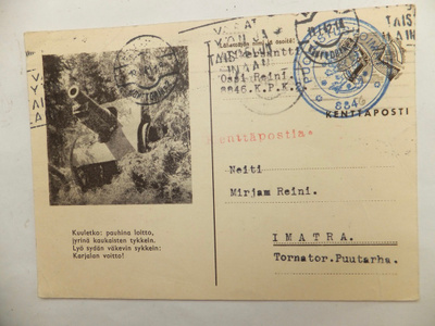 VANHA Kortti Kenttäposti Puolustusvoimat Leima 1942