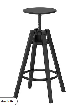 Ikea DALFRED Baarijakkara, musta, 63-74 cm  2kpl