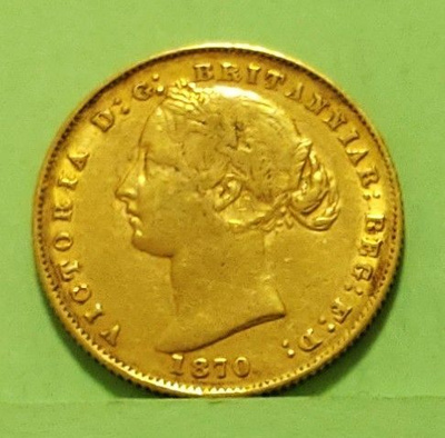 Australia Sovereign 1870 kulta raha, young Victoria