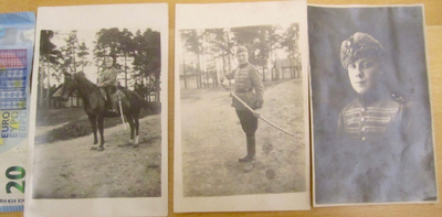 3 VANHAA Valokuvaa Rakuunat Miekka ym1920-l Postikorttikoko