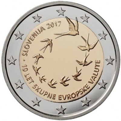 ** SLOVENIA 2€ 2017 Eurovaluutan käyttö 10 v. pillerissä **