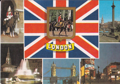 London, monikuvapostikortti. e230
