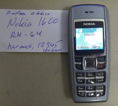 puhelin, Nokia 1600, RH-64, harmaa / ruskea