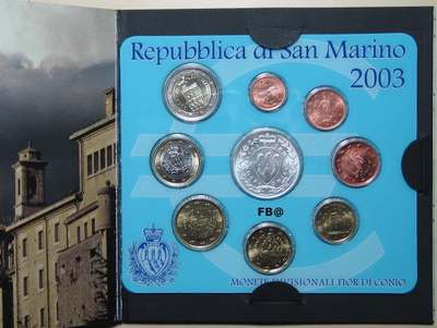 2003 San marino BU setti 1c - 2euro+ 5euron juhlaraha