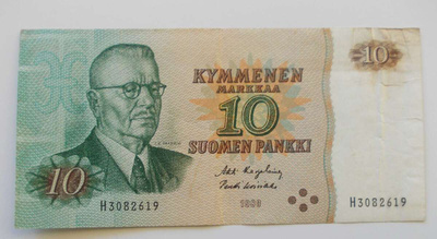 Paasikivi 10 markka seteli 1980 Suomi