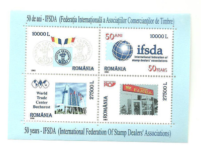FILATELIA postimerkkiaiheinen blokki ROMANIA 2002 **
