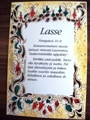 NO 1 - LASSE NIMIPÄIVÄKORTTI