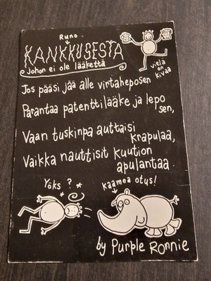 Runo kankkusesta, johon ei ole lääkettä, kulkenut postik.