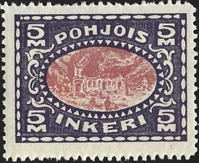 1920 Pohjois-Inkeri 5 mk * LaPe P-I 13 liimakejälkiä