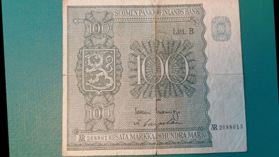 SUOMI  10 mk,   Liitt.  B  -v 1945 . katso .kuvaus.