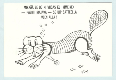 Postikortti: Viisas majava -piirroskortti