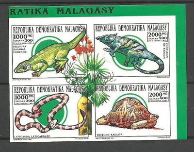 MATELIJAT eläinaiheinen blokki MADAGASKAR 1991 **