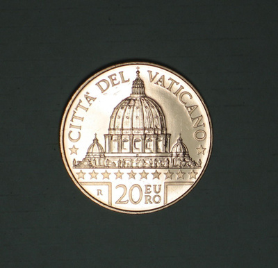 2022 Vatikaani 20 euro juhlaraha UNC