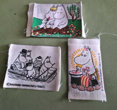Muumi kangasmerkkejä kolme kappaletta