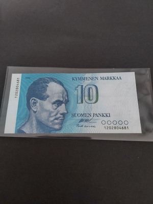 Pakka sileä 10mk seteli 1986