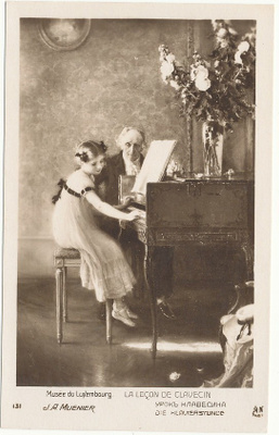 J A MUENIER - "Pianotunti" - vanha kortti