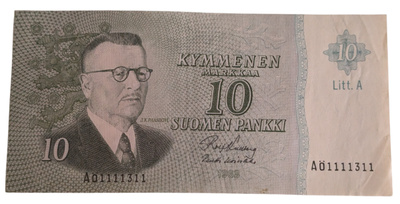 10 Markkaa 1963 Litt. A AÖ-sarjaa
